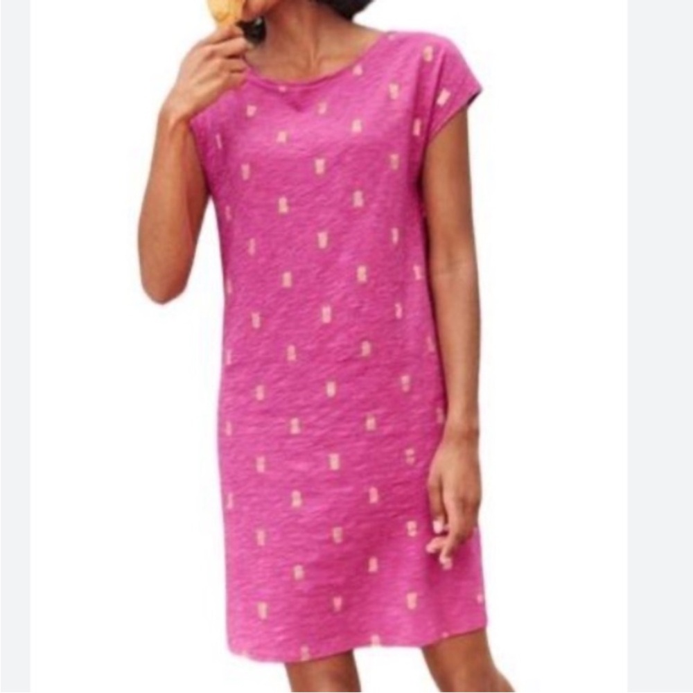 Boden Pink Pineapple Jersey Shift Dress